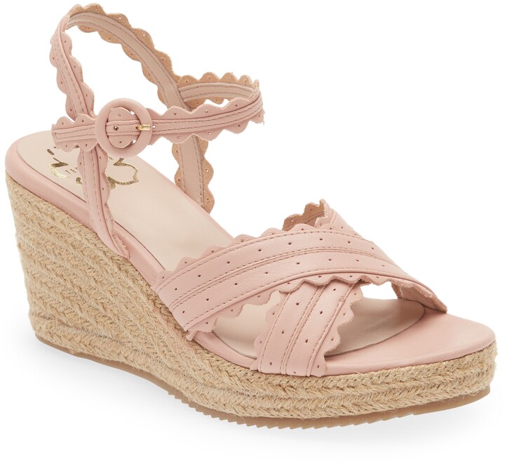 scalloped platform sandals