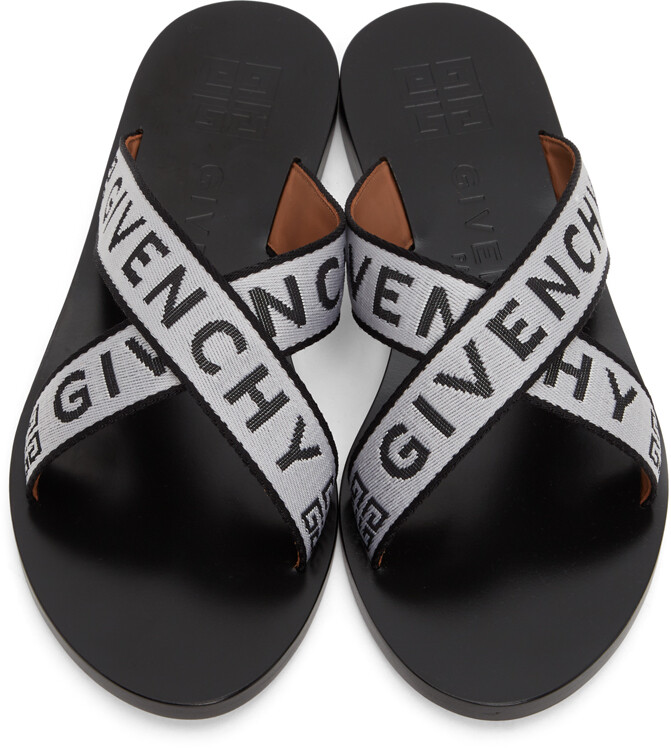 Givenchy Black & White Logo Cross Sandals ShopStyle