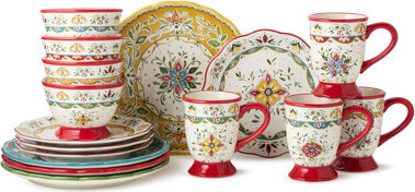 Certified International Provence Heritage Scroll 16-Piece Dinnerware Set Service for 4 – Plates Mugs & Bowls with Elegant Scroll Embossing – Microwave & Dishwasher Safe for