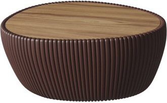 17 Stories Coffee Color Marble Top Goose Eggs Shape Leather Coffee Modern Sofa Table For Living Room Furniture