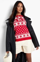 Thumbnail for your product : boohoo Reindeers And Snowflake Christmas Sweater