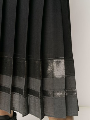 Brunello Cucinelli Shiny Stripe Pleated Skirt