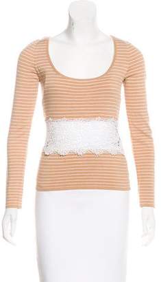 Valentino Lace-Trimmed Striped Top