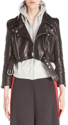 Vetements Women's Crop Leather Biker Jacket