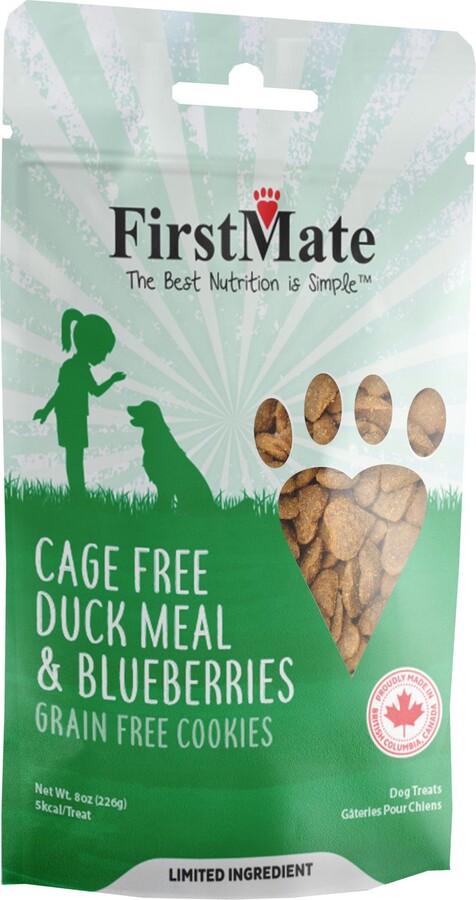 Firstmate Cage Free Duck Meal & Blueberries Grain-Free Dog Treats, 8-oz bag