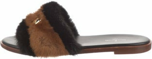 Louis Vuitton Brown Fur Slides