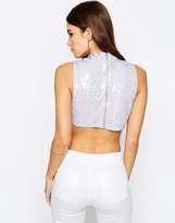 Thumbnail for your product : ASOS DESIGN NIGHT Sleeveless High Neck Top In All Over Sequin