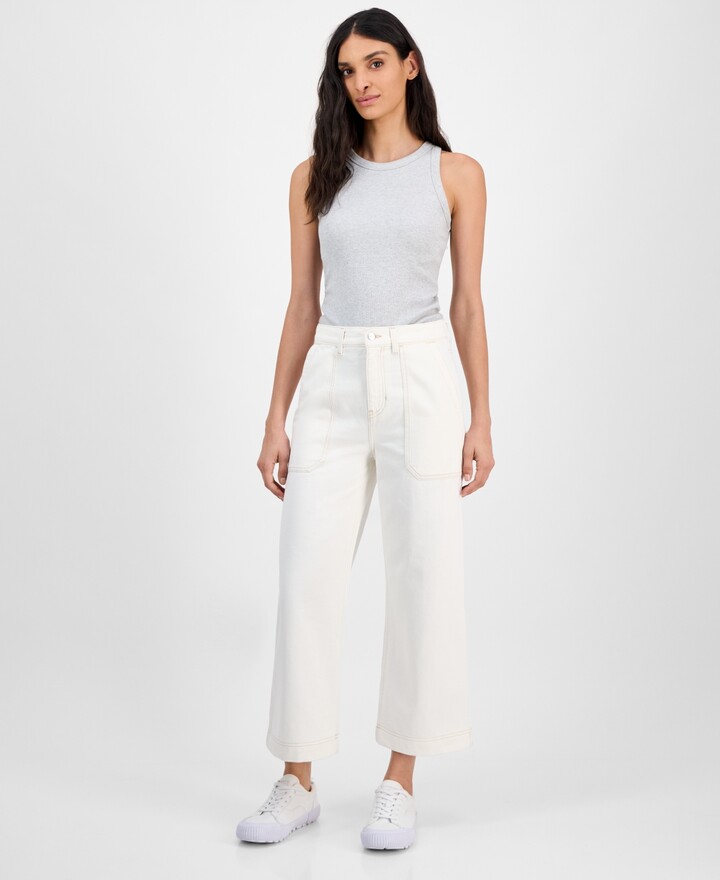 BOSS ORANGE Women's High-Rise Cropped Wide-Leg Jeans