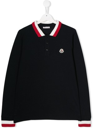 Moncler Enfant TEEN striped detail polo shirt