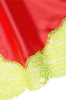 Thumbnail for your product : Agent Provocateur Novah neon lace-trimmed stretch-silk satin robe