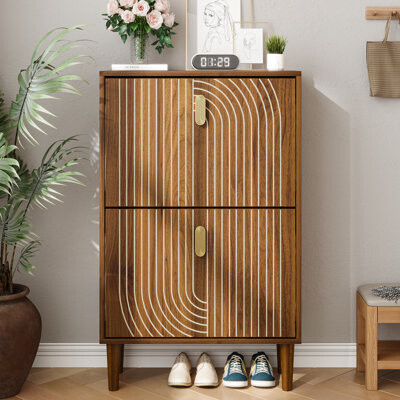 Latitude Run Shoe Rack Cabinet With Minimalist Appeal - Flip Door & Shelves Compact Entryway Functional