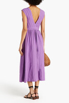 Thumbnail for your product : Sandro Pulp Gathered Pinstriped Woven Midi Dress