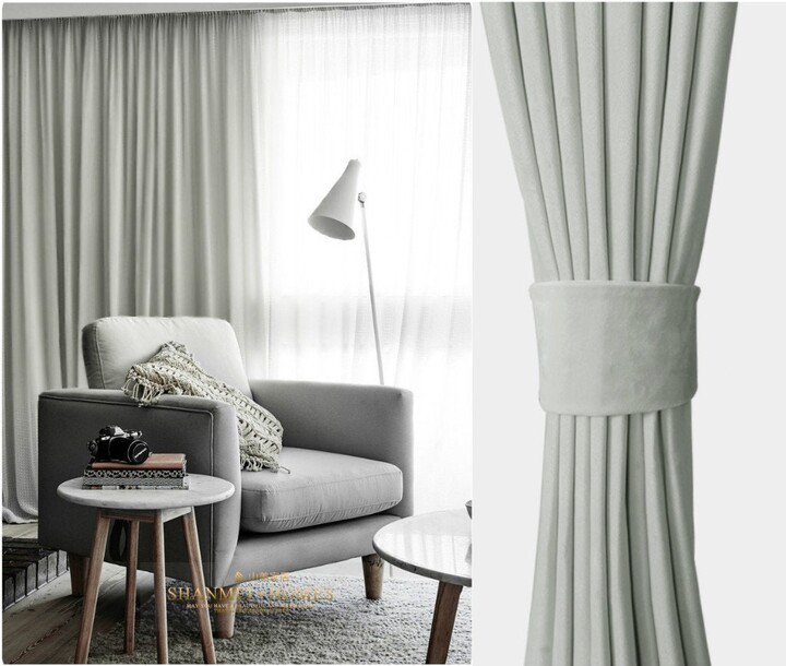 Pair Of Pigeon Grey Velvet Curtains, Bedroom Light Living Room Custom Curtains