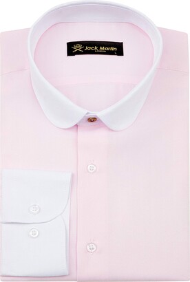 Jack Martin London Jack Martin - Pink Herringbone Slim Fit Shirt with Club/Penny Collar - Mens 1920s Blinders
