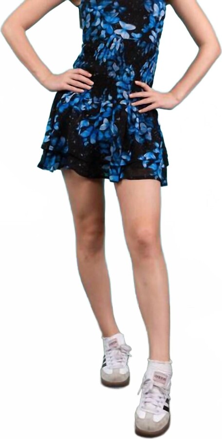 Miss Behave Girls Selena Smocked Ruffle Dress In Blue Butterfly