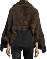 Thumbnail for your product : Adrienne Landau Knit Mink Fur Wrap w/ Pockets, Beige