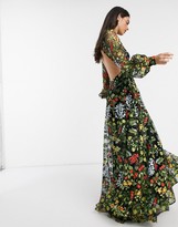 Thumbnail for your product : ASOS EDITION summer floral embroidered maxi dress with open back
