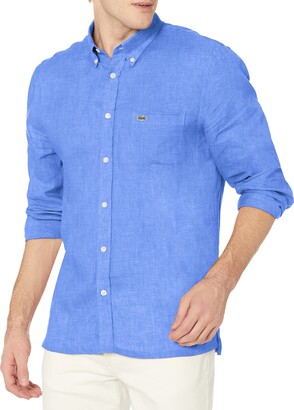 ophøre utilgivelig fusion Lacoste Men's Long Sleeve Regular Fit Linen Button Down Shirt - ShopStyle