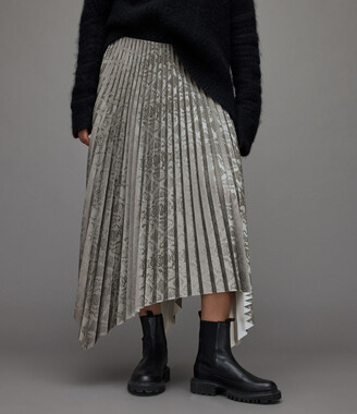 AllSaints Phia Snake Maxi Skirt | Size 0 | Silver - ShopStyle