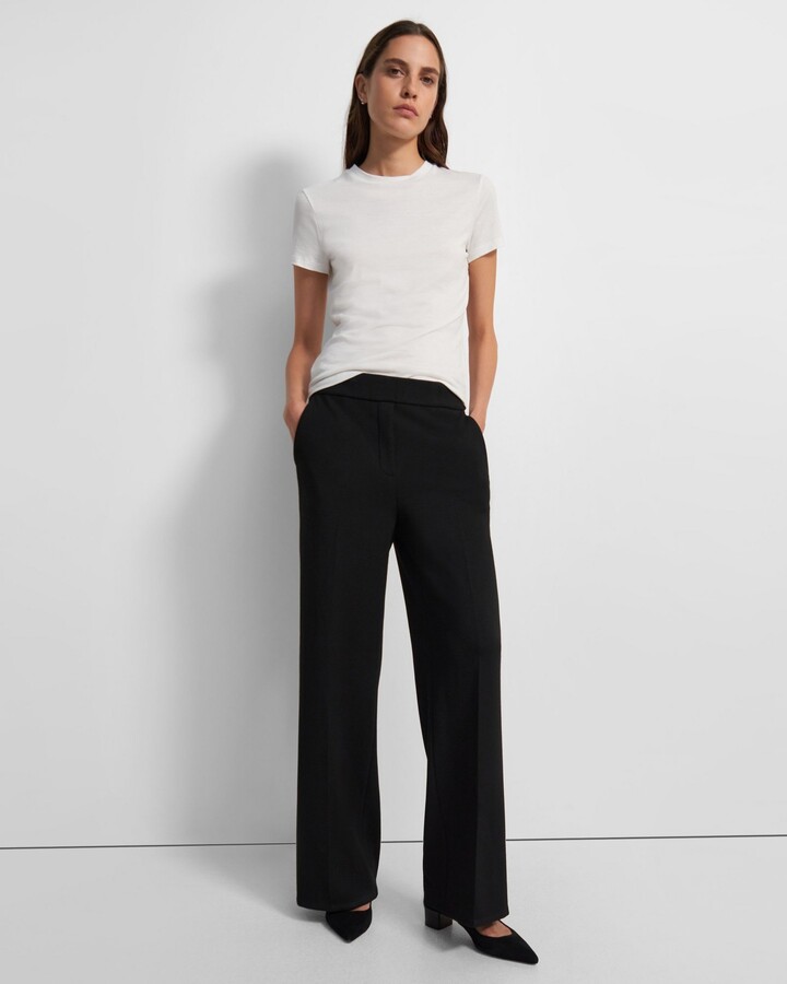 Theory Wide-Leg Pant in Double-Knit Jersey - ShopStyle