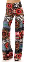 Thumbnail for your product : LA Palazzo Women's Fold-over Waist Printed Palazzo Pants (L, )