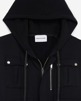 The Kooples Zipped black sweatshirt with hood and pockets