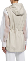 Thumbnail for your product : Brunello Cucinelli Reversible Leather Taffeta Hooded Vest