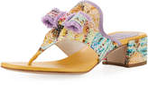 Thumbnail for your product : Rene Caovilla Floral Thong Sandal with Bow