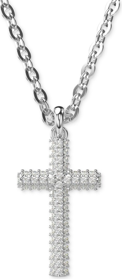 Stera Jewelry Girls Silver Necklace with Cross Pendant Made with Light Rose  Swarovski Crystals