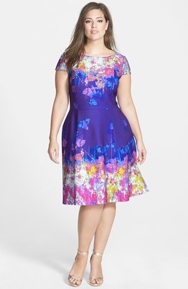 Adrianna Papell Plus Size Women's Print Fit & Flare Dress