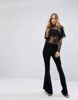 Thumbnail for your product : Club L Lace High Neck Overlay Frill Top