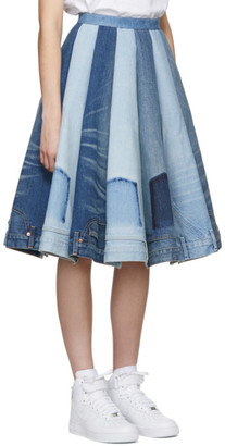 Junya Watanabe Indigo Denim Mix Panelled Skirt