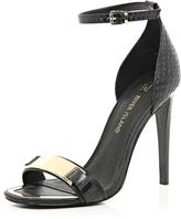 Thumbnail for your product : River Island Barely There Black Hardware Sandals