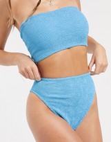 Thumbnail for your product : ASOS DESIGN mix and match crinkle bandeau bikini top in cornflower blue