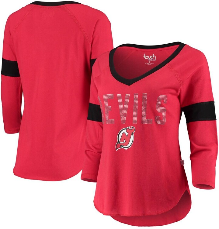 New Jersey Devils Touch by Alyssa Milano Women's Reflex Raglan Long Sleeve  V-Neck T-Shirt - Red