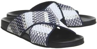 Office Slick Weave Cross Strap Footbed Sandals Mixed Weave Grey