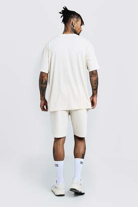 boohoo Oversized T-Shirt & Short Set With Sports Rib
