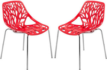 Wrought Studio Red Color Side Chair with Chromed Legs - Set of 2