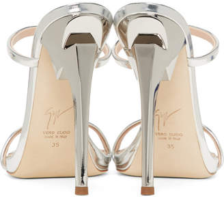 Giuseppe Zanotti Silver G-Heel Sandals