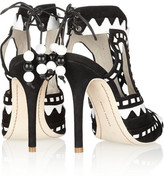 Thumbnail for your product : Webster Sophia Riko cutout patent-leather and suede sandals