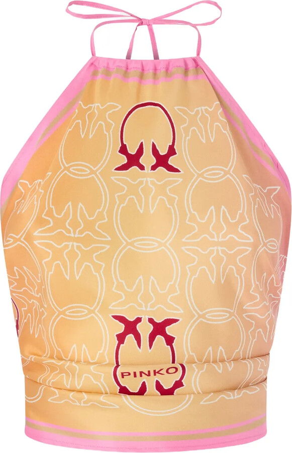 Pinko Logo-Print Tie Beach Cover-Up