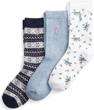 Polo Ralph Lauren Floral & Fair Isle Crew Sock 3-Pack