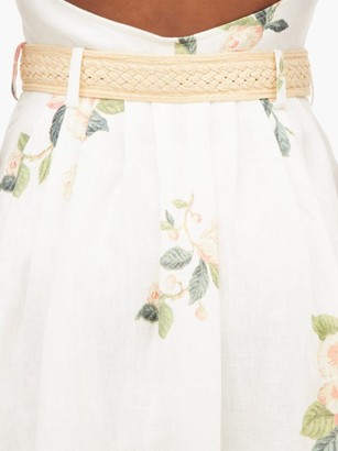 Zimmermann Kirra Halterneck Floral-print Linen Dress - White Print