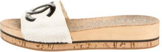 Chanel Slides From the Spring/Summer 2020 Collection by Virginie Viard White Interlocking CC Logo Designer