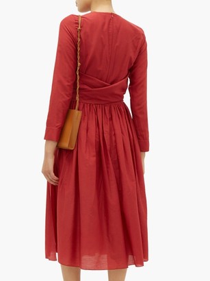 Sara Lanzi V-neck Cotton-blend Wrap Dress - Red