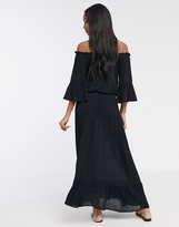 Thumbnail for your product : ASOS DESIGN DESIGN off shoulder maxi dress in texture dobby in black