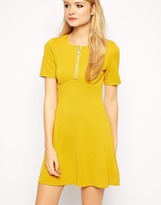 Thumbnail for your product : ASOS Skater Dress in Texture with Zip Detail