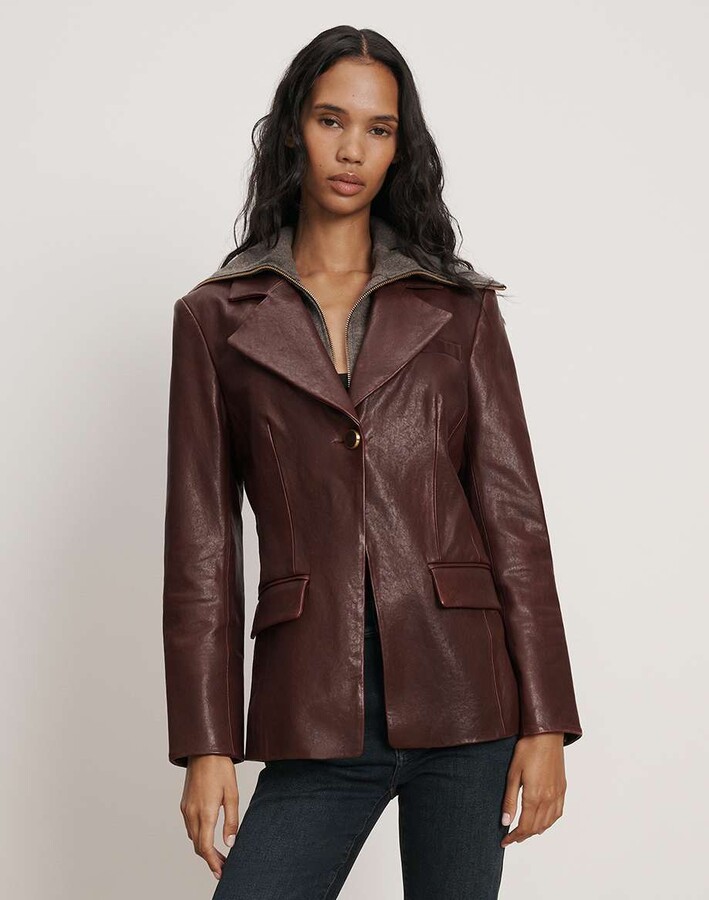 Veronica Beard Kessler Leather Dickey Jacket
