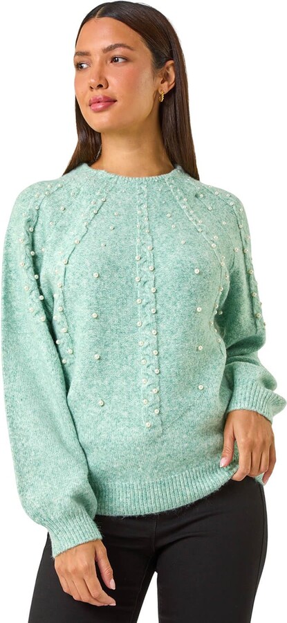 E-Girl Women 95% Cashmere Jumper Brown Roll Neck Sweater Long