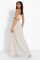 Thumbnail for your product : boohoo Tall Polka Dot Tie Front Crop Skirt Co-Ord